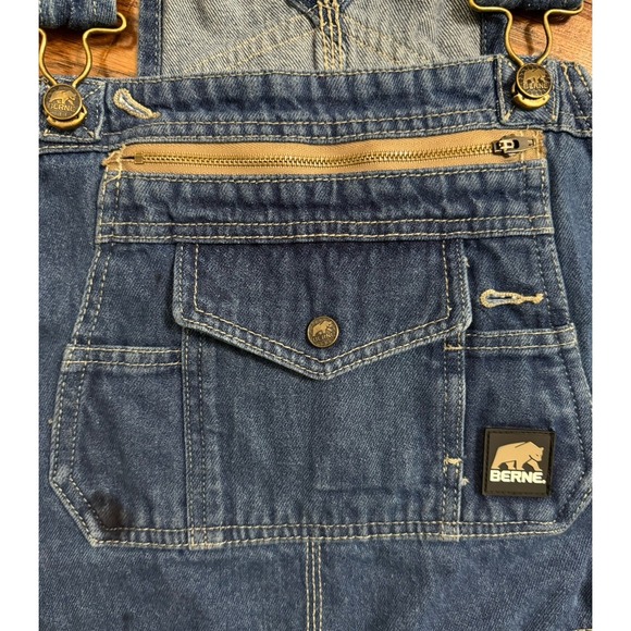 Y2k Berne Washed Blue Denim Bib Overalls 50" Work Farm Grandpacore DEADSTOCK - Picture 6 of 8